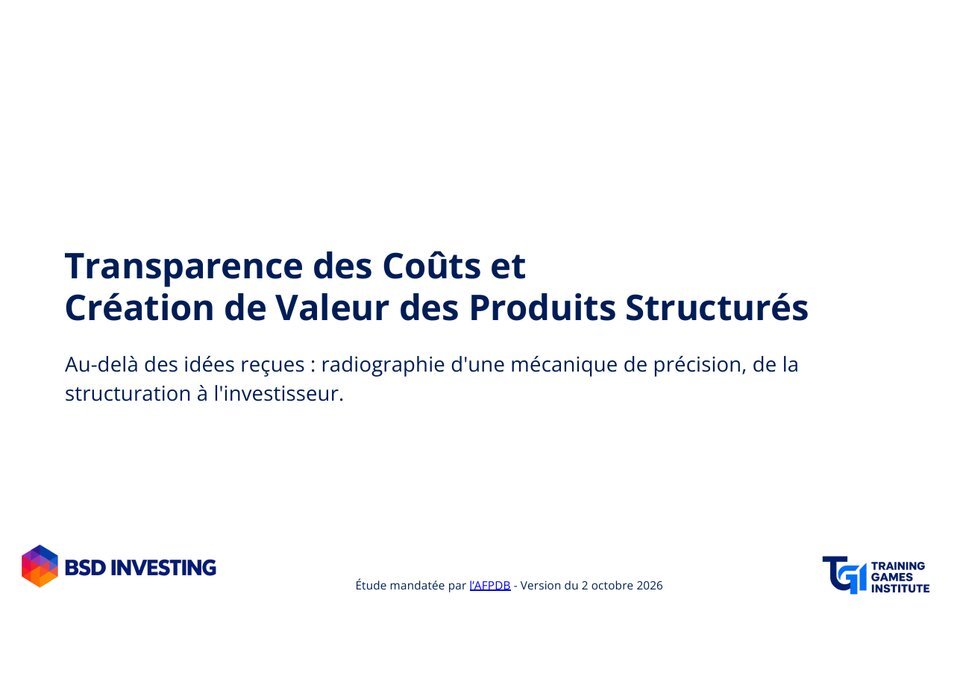 Couverture de l'étude « Transparence des coûts et création de valeur des produits structurés »